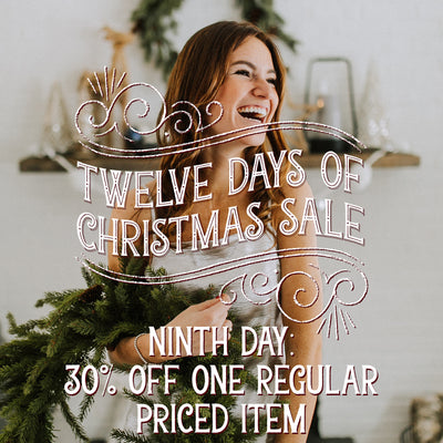 12 Days of Christmas Sale! 30% Off One Regular Priced Item!