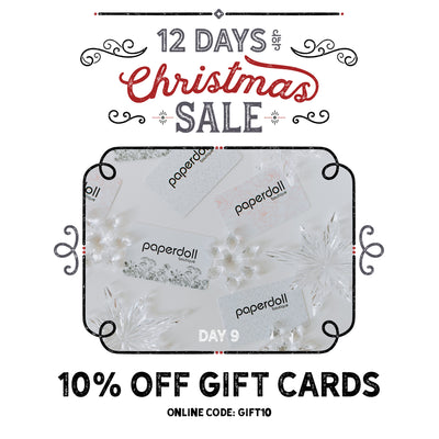 10% Off Gift Cards! Paperdoll Boutique 12 Days of Christmas Sale!