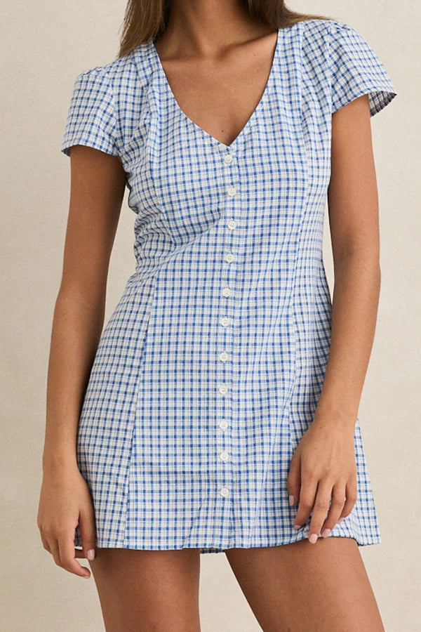Rhythm Lola Check Cap Sleeve Mini Dress