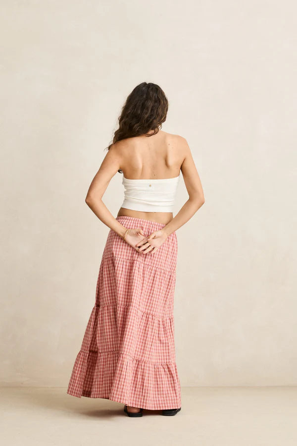 Rhythm Kirra Check Tiered Maxi Skirt