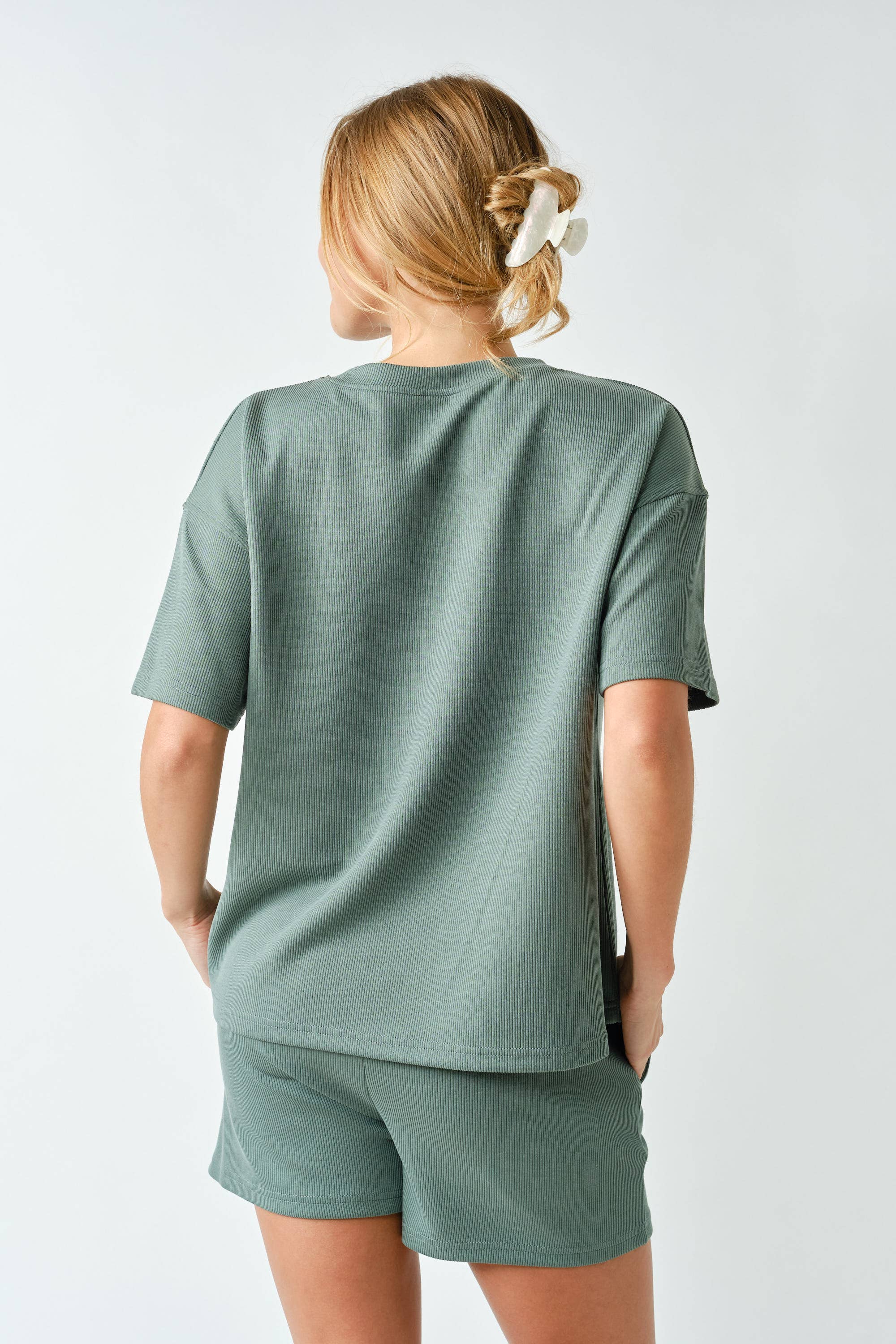 Luxe Sand Wash Rib Classic Tee Set