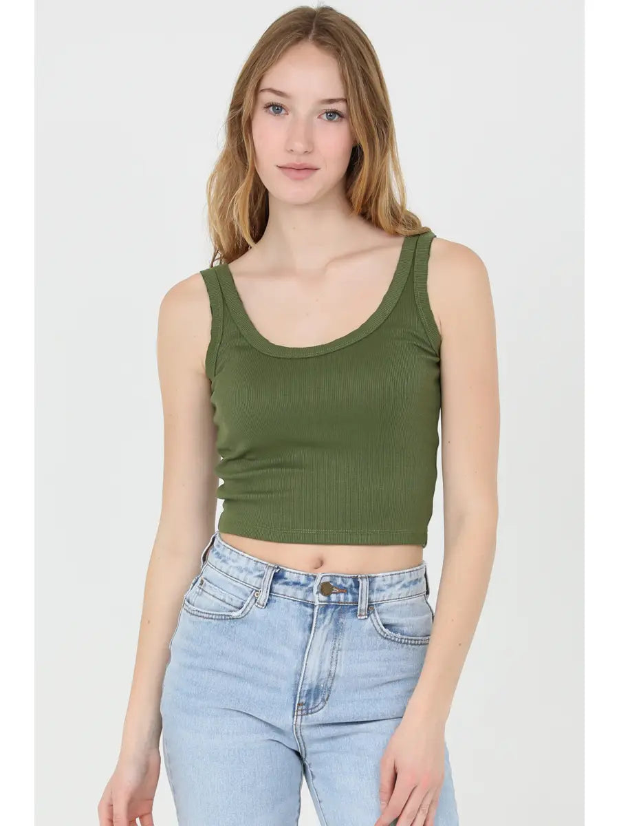Rib Knit Scoop Neck Tank