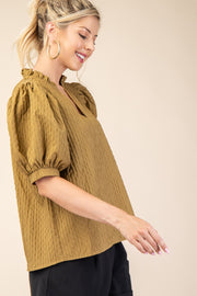 TEXTURED PUFF SLEEVE TOP