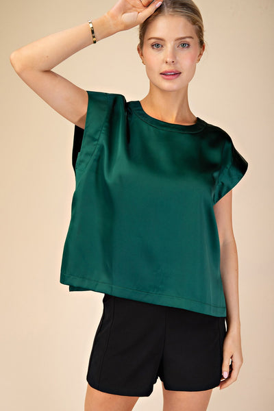 ROUND NECK SATIN TOP