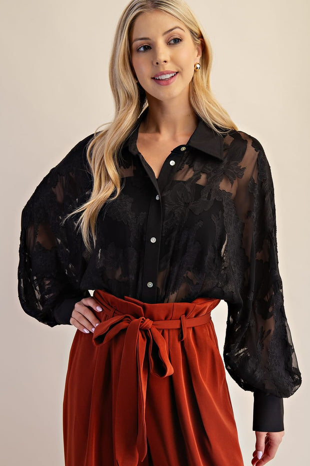 Lace Front Button Top
