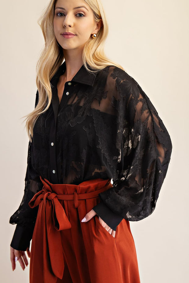 Lace Front Button Top