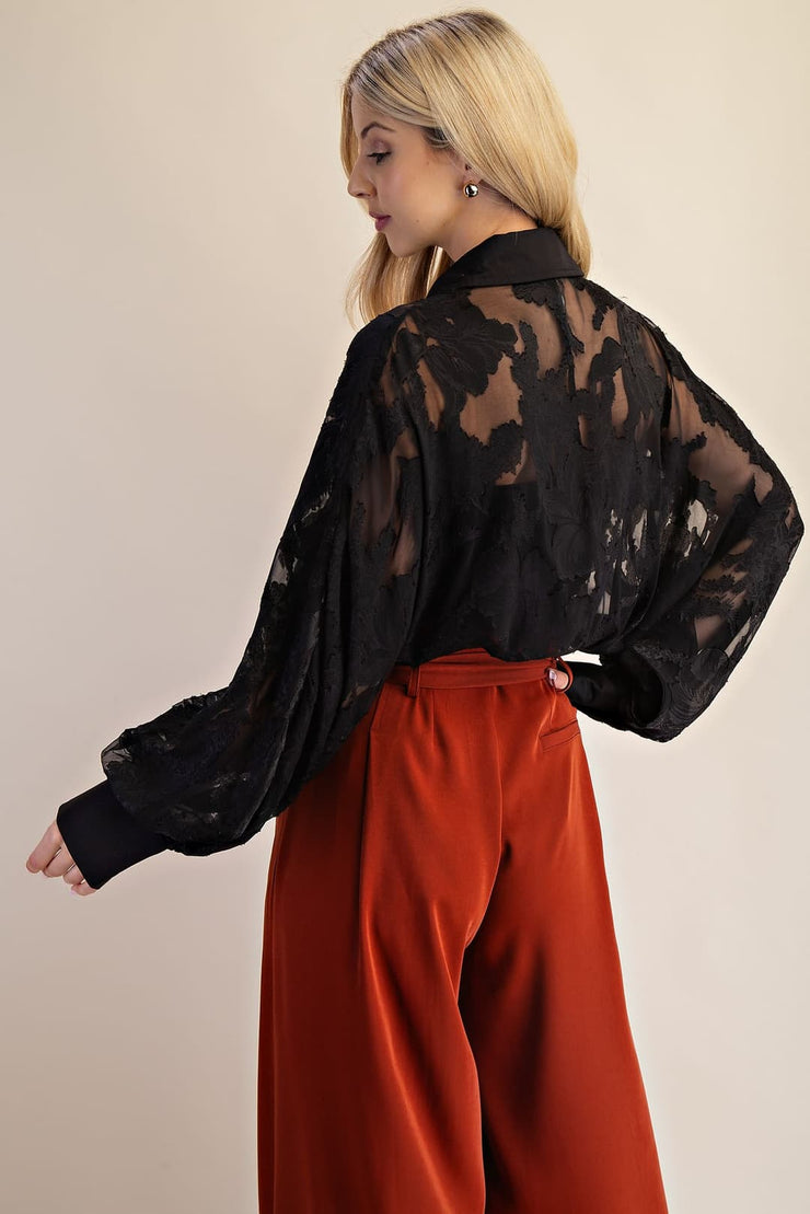 Lace Front Button Top