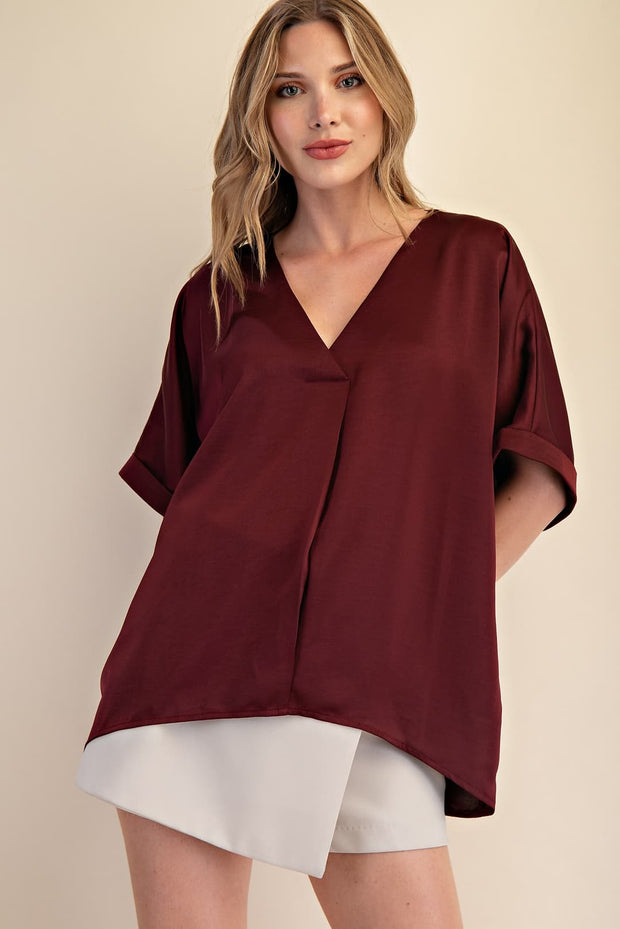Chelsea Satin V-Neck Top