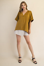 Chelsea Satin V-Neck Top