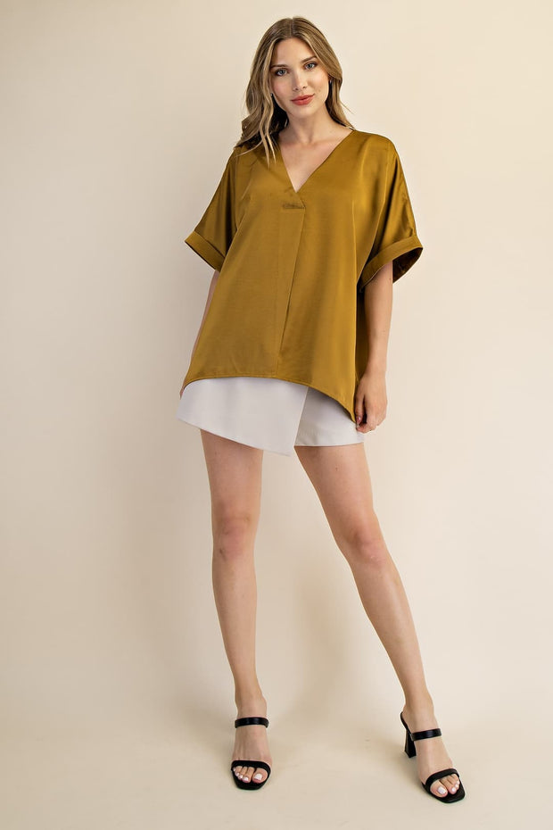 Chelsea Satin V-Neck Top