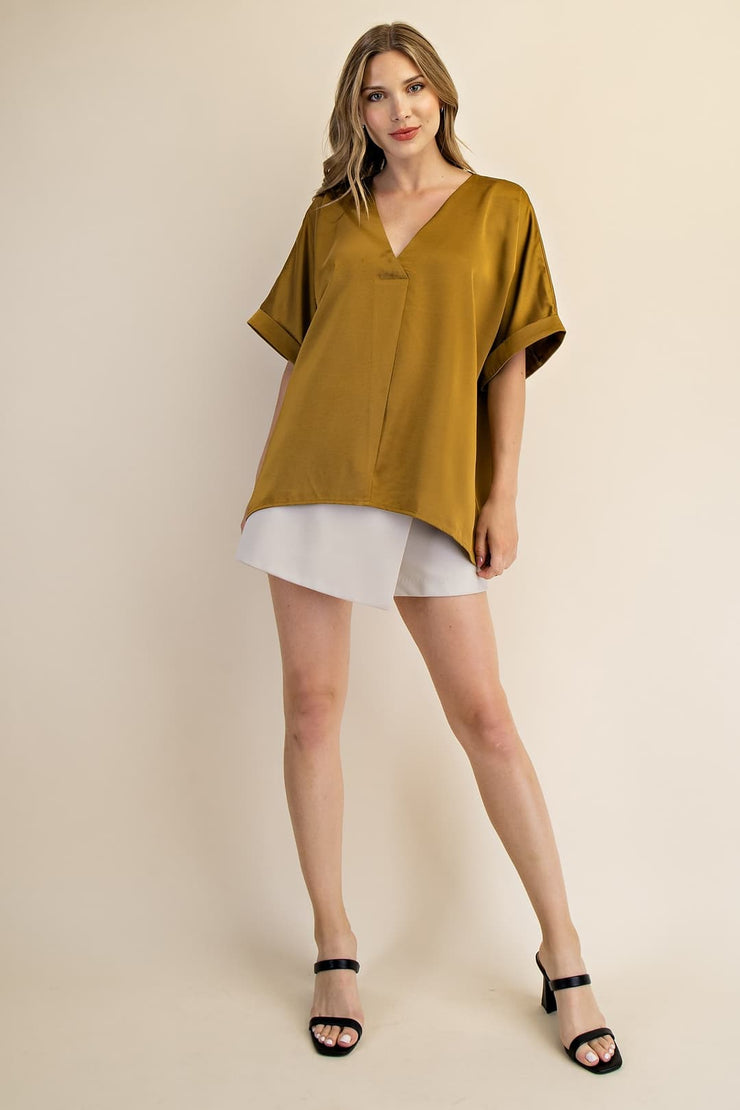 Chelsea Satin V-Neck Top