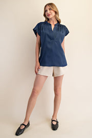 Grace Round Neck Drop Satin Top