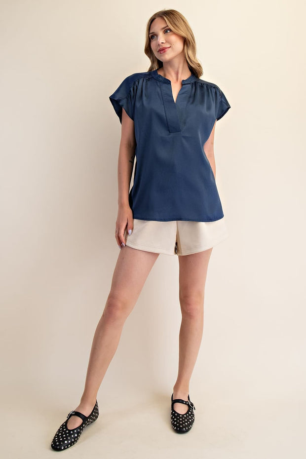 Grace Round Neck Drop Satin Top