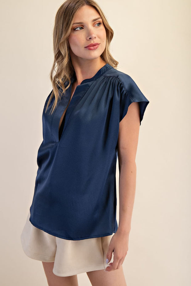 Grace Round Neck Drop Satin Top
