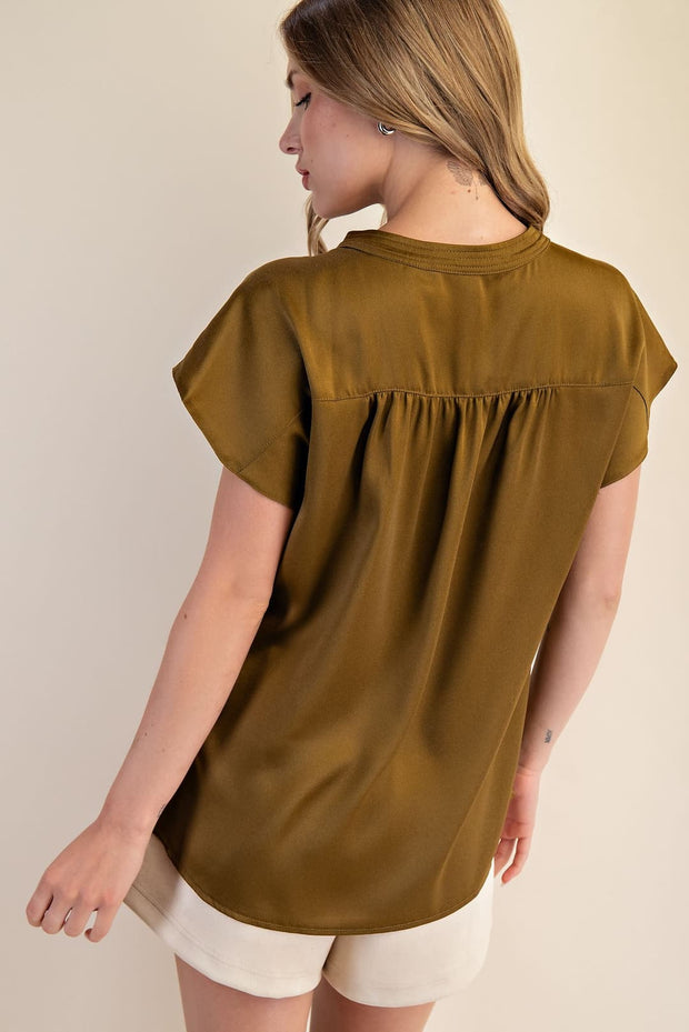 Grace Round Neck Drop Satin Top