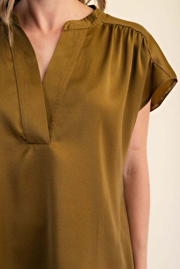 Grace Round Neck Drop Satin Top