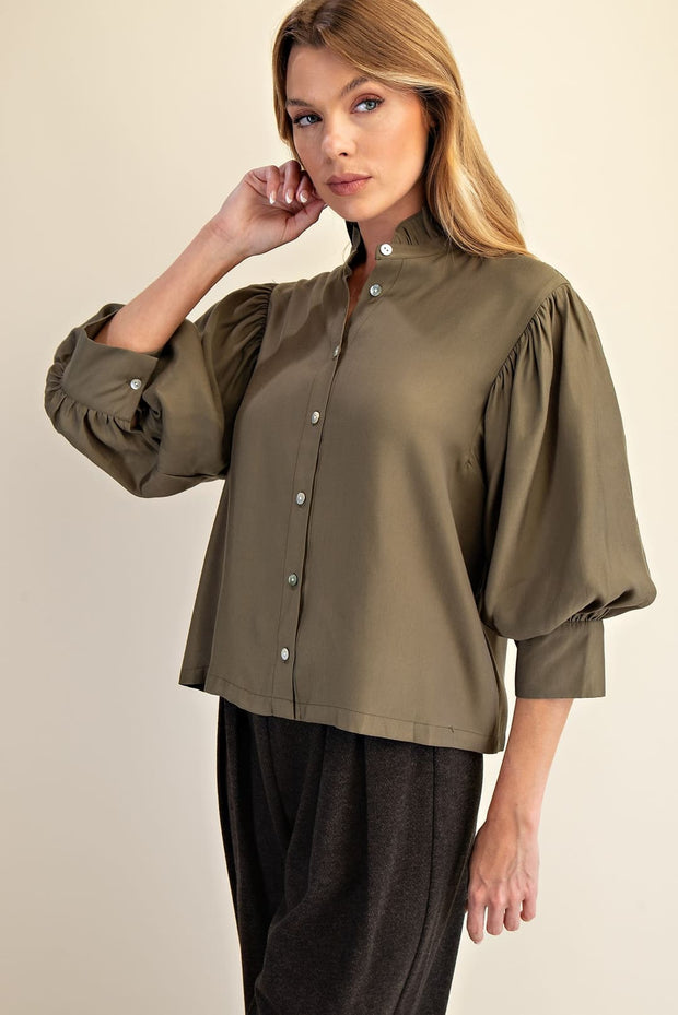 Alexis Ruffle Neck Puff Sleeve Top