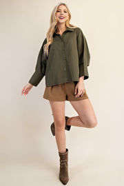 Button Front Olive Jax Top