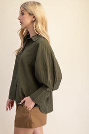Button Front Olive Jax Top