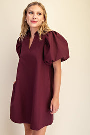 Ruffle Puff Sleeve Mini Dress