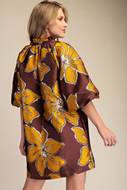 Bubble Sleeve Printed Dress