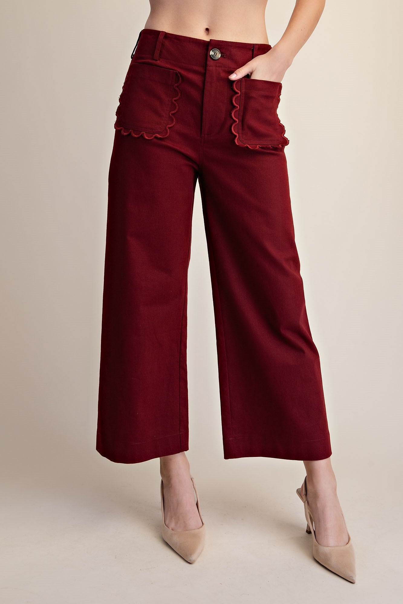 Colette Cropped Scallop Pocket Pants
