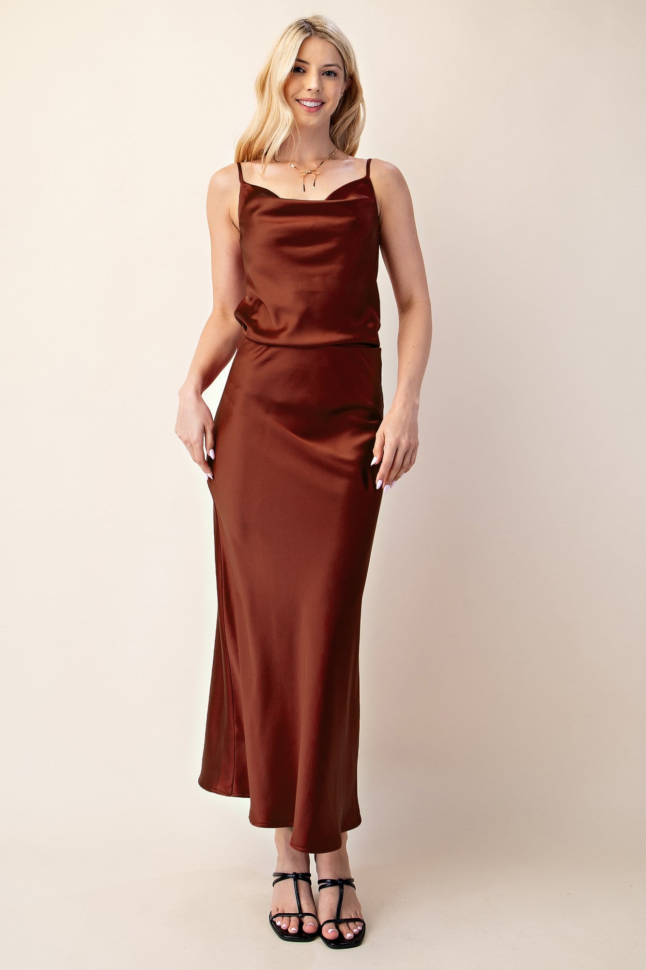 Classic Satin Midi Skirt