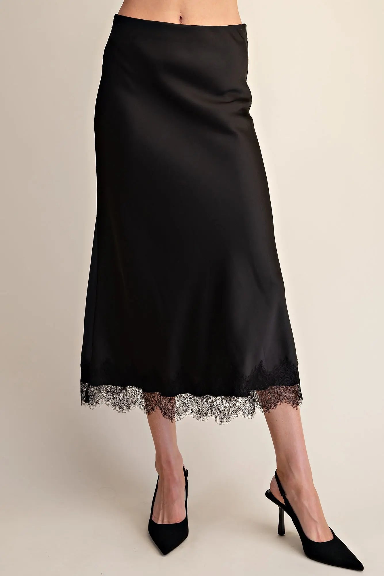 Glam Lace Trim Satin Dress