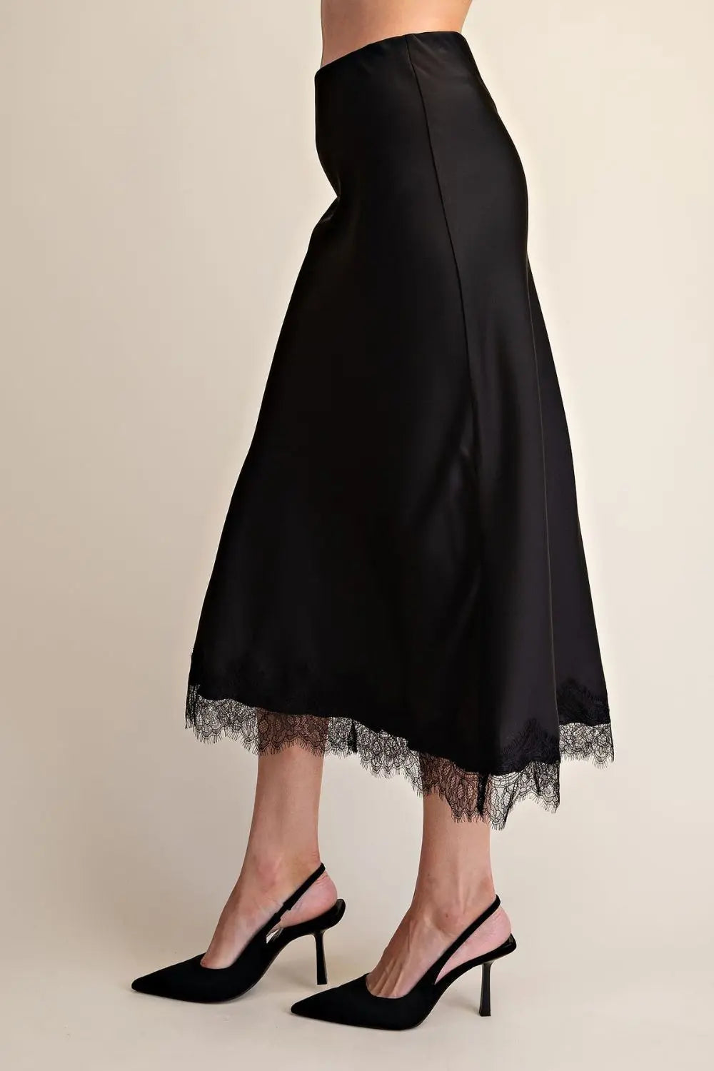 Glam Lace Trim Satin Dress