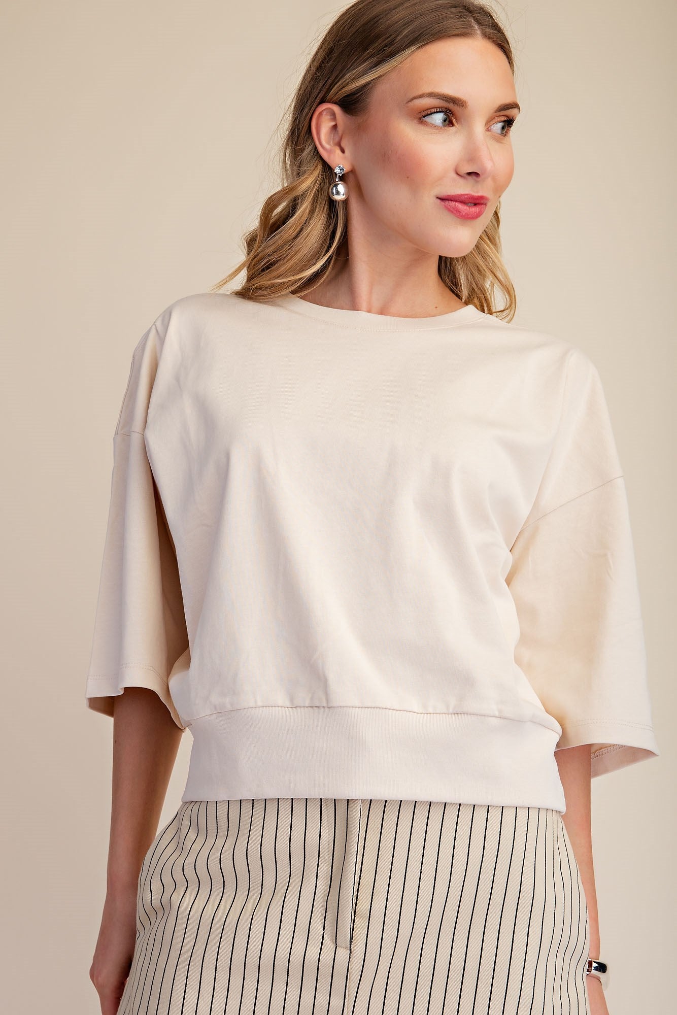 Pullover Cotton 3/4 Sleeve Top