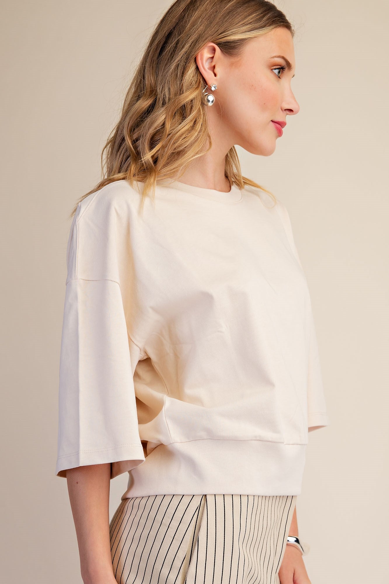 Pullover Cotton 3/4 Sleeve Top