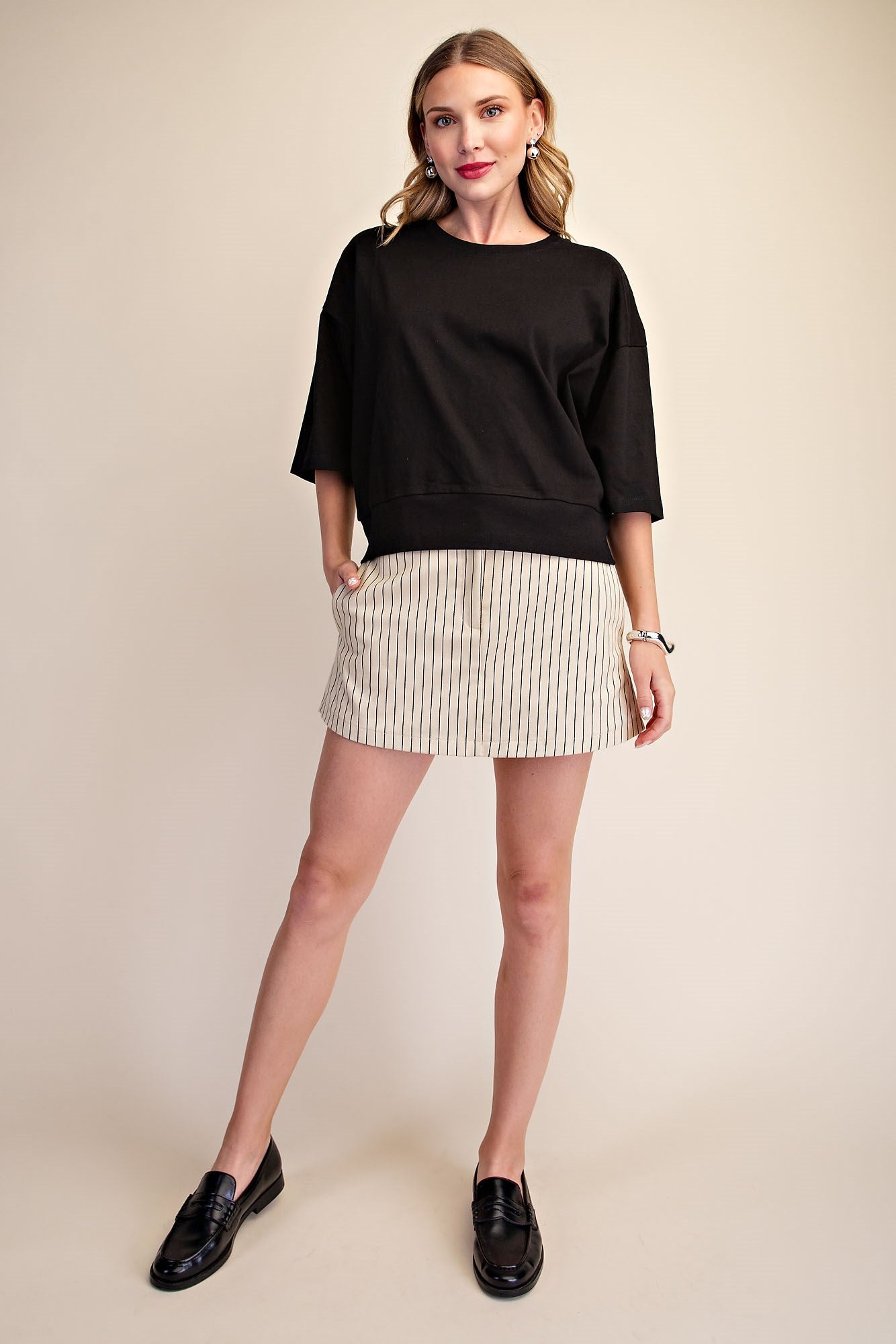 Pullover Cotton 3/4 Sleeve Top
