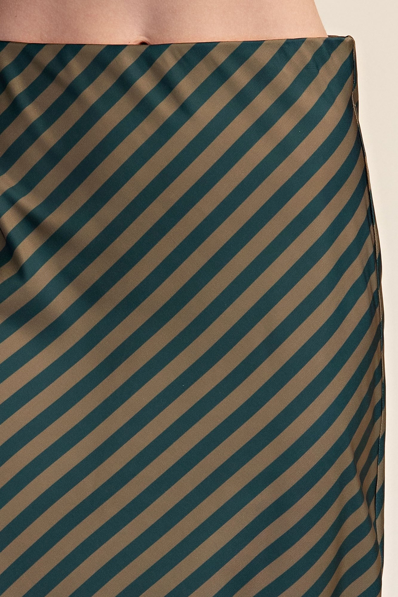 Classic Satin Midi Skirt Striped
