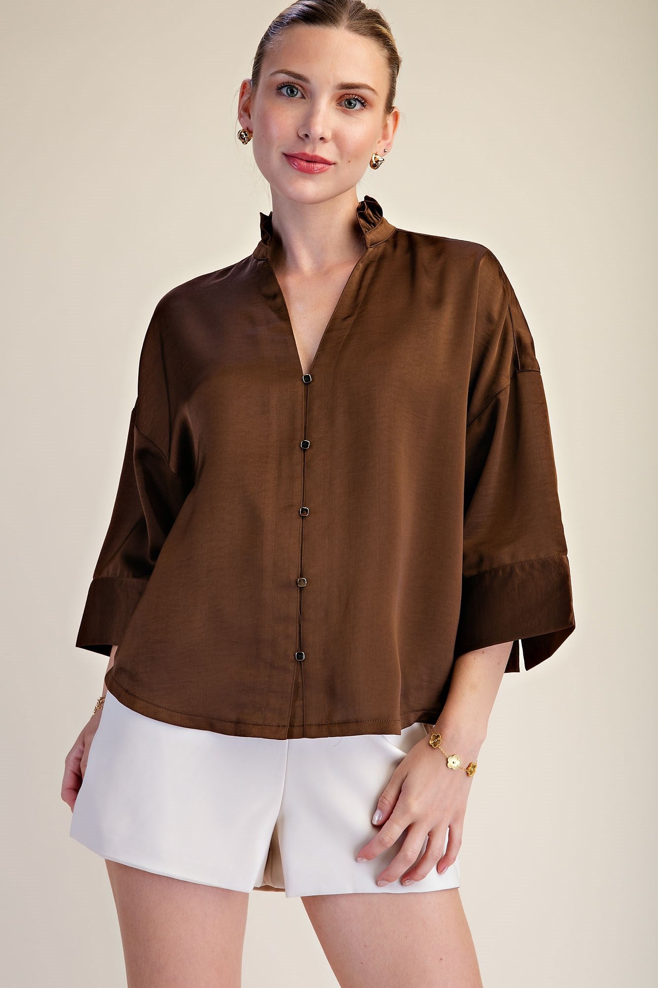 Button Down Ruffle Blouse
