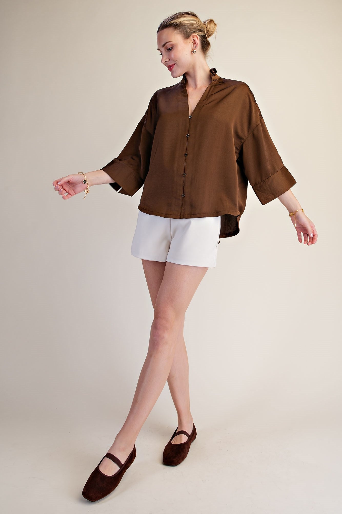 Button Down Ruffle Blouse