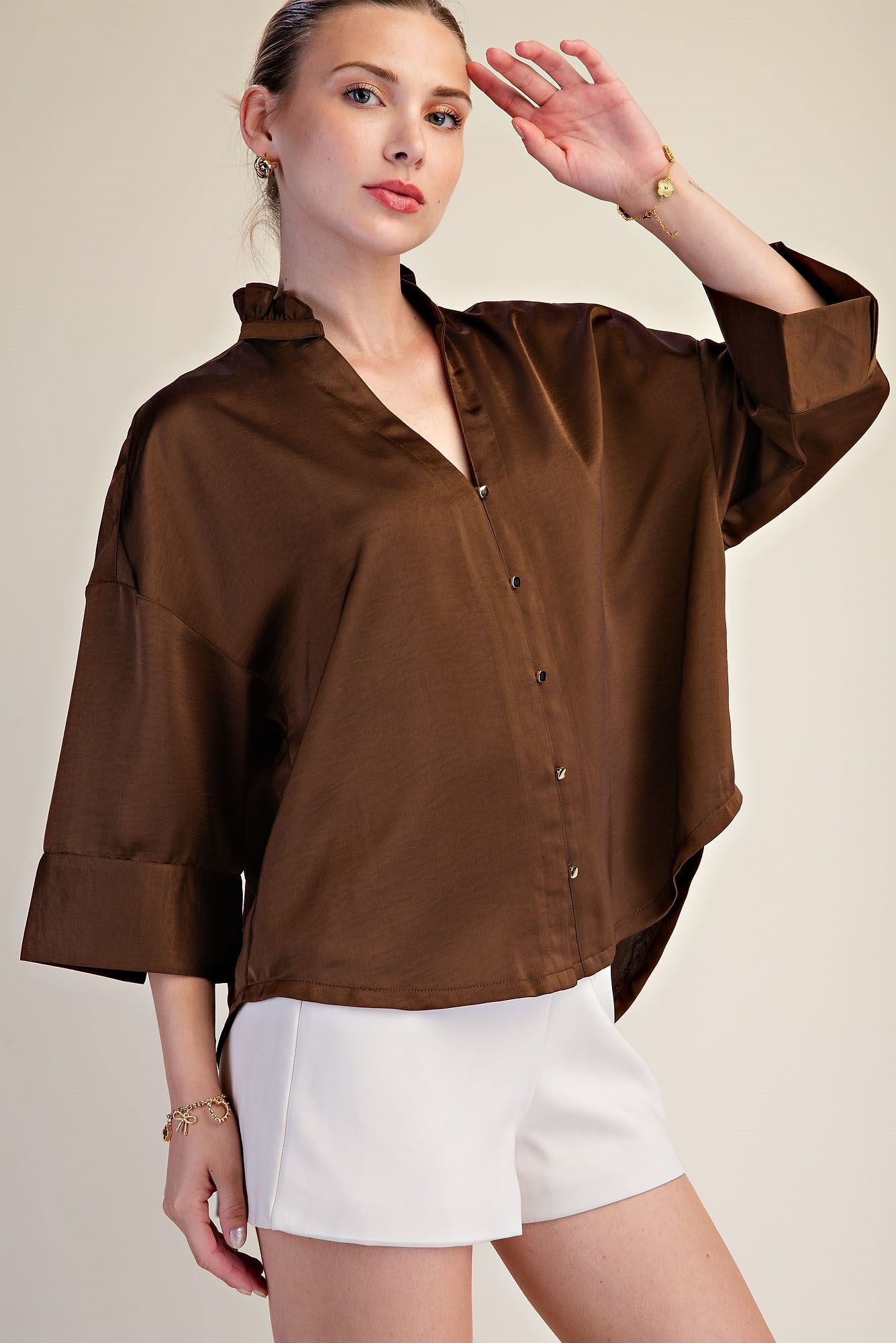 Button Down Ruffle Blouse