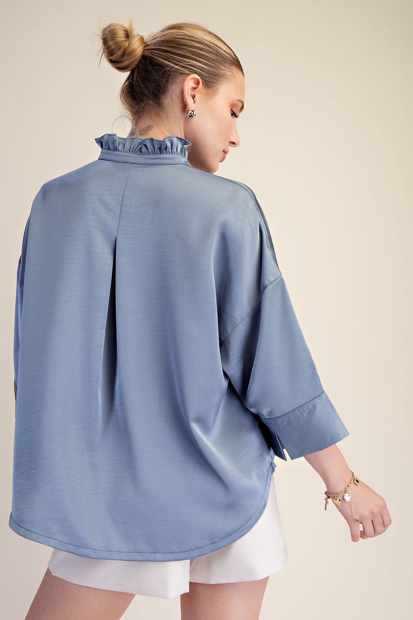 Button Down Ruffle Blouse