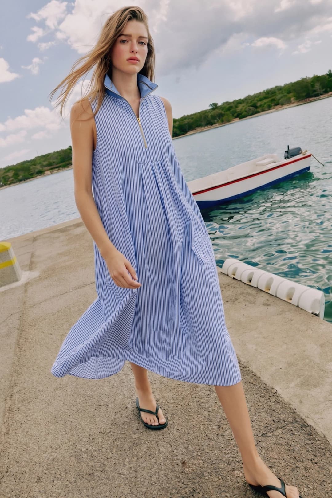 Lenny Striped Midi Dress