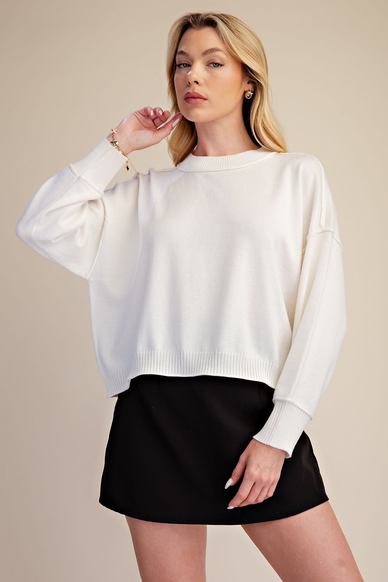 L/S Mockneck Seamed Sweater