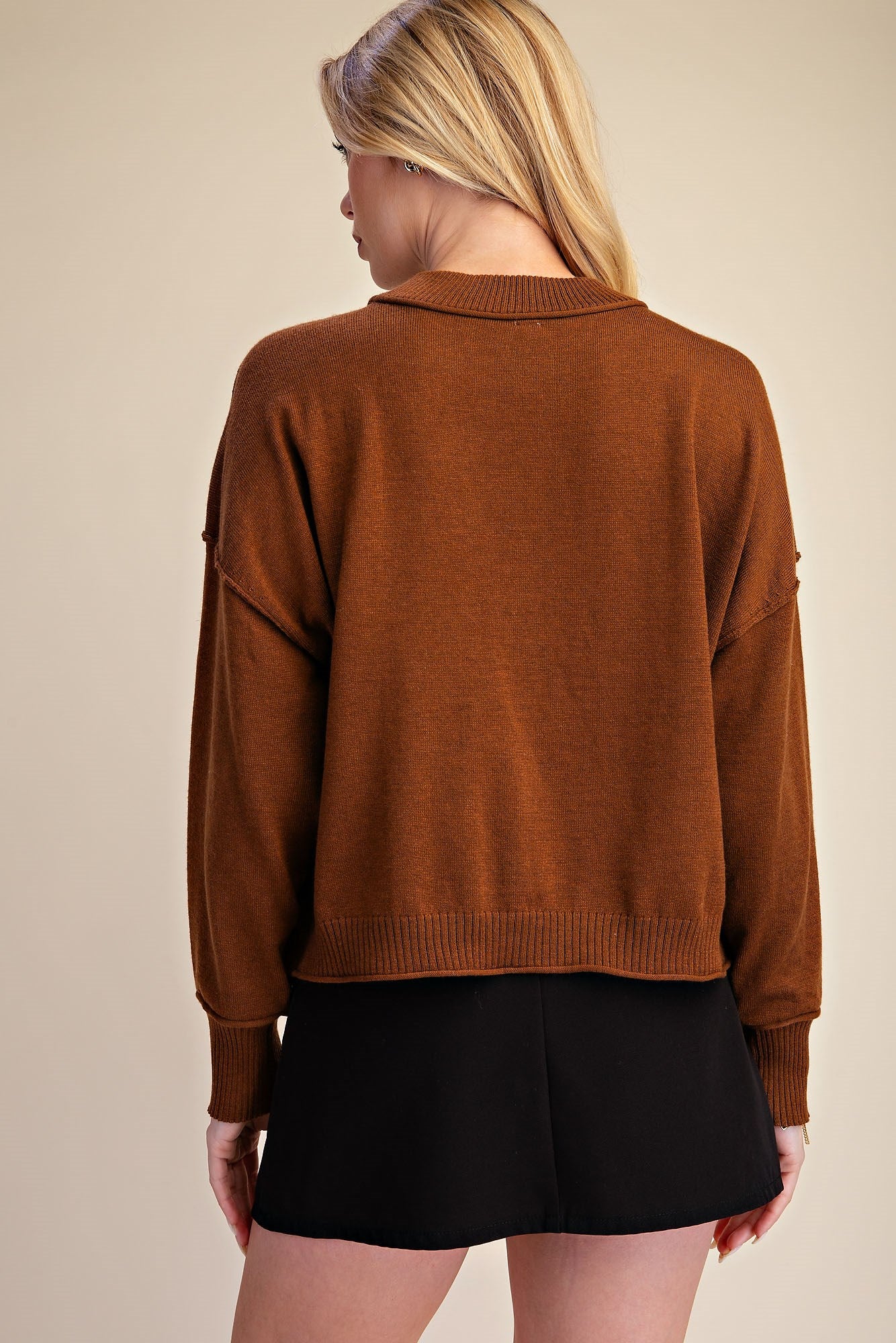 L/S Mockneck Seamed Sweater