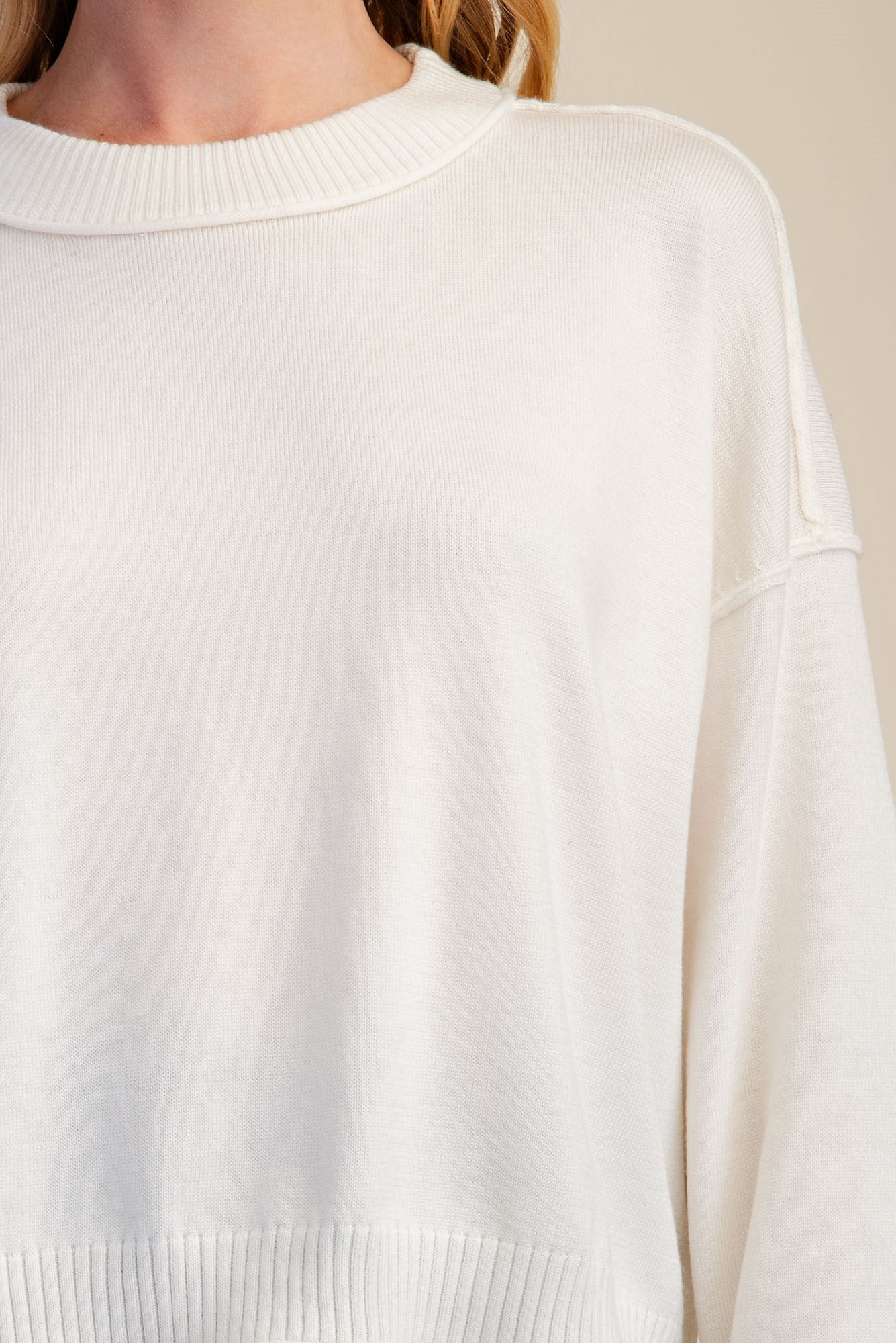 L/S Mockneck Seamed Sweater