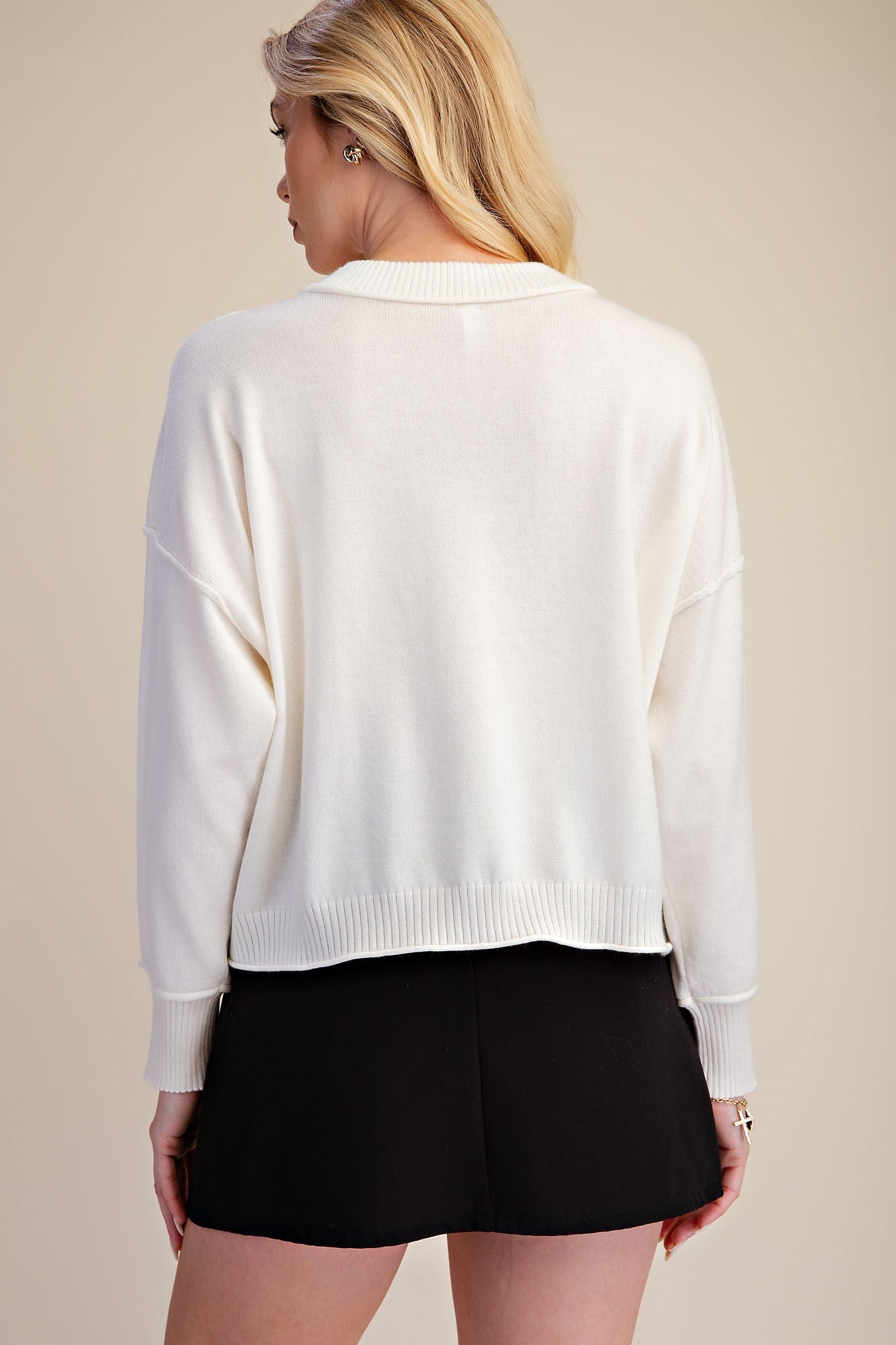 L/S Mockneck Seamed Sweater