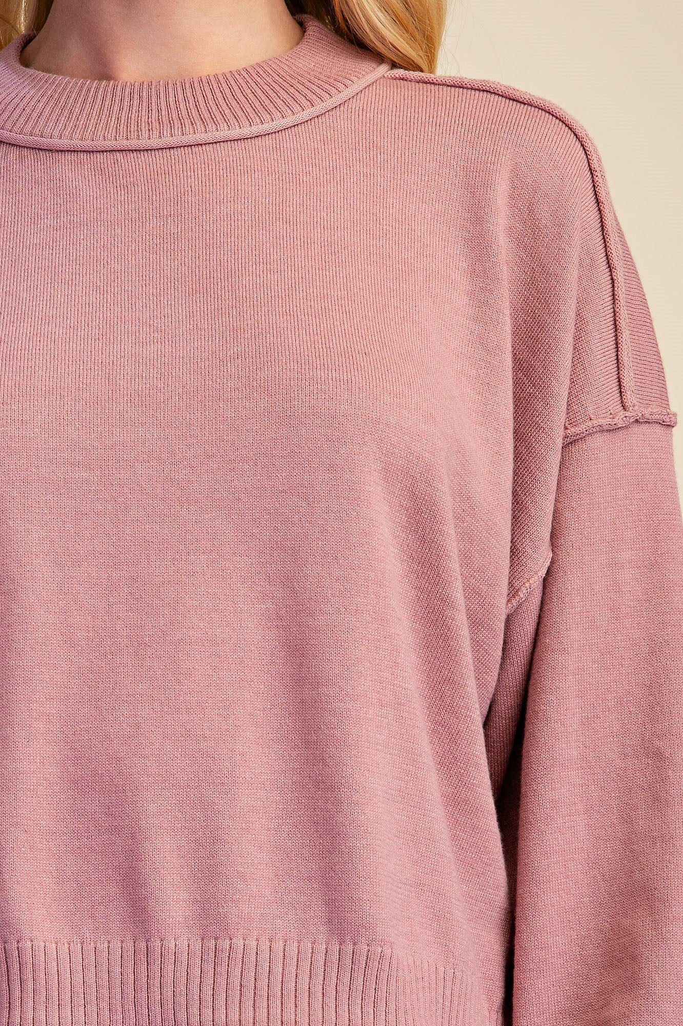 L/S Mockneck Seamed Sweater
