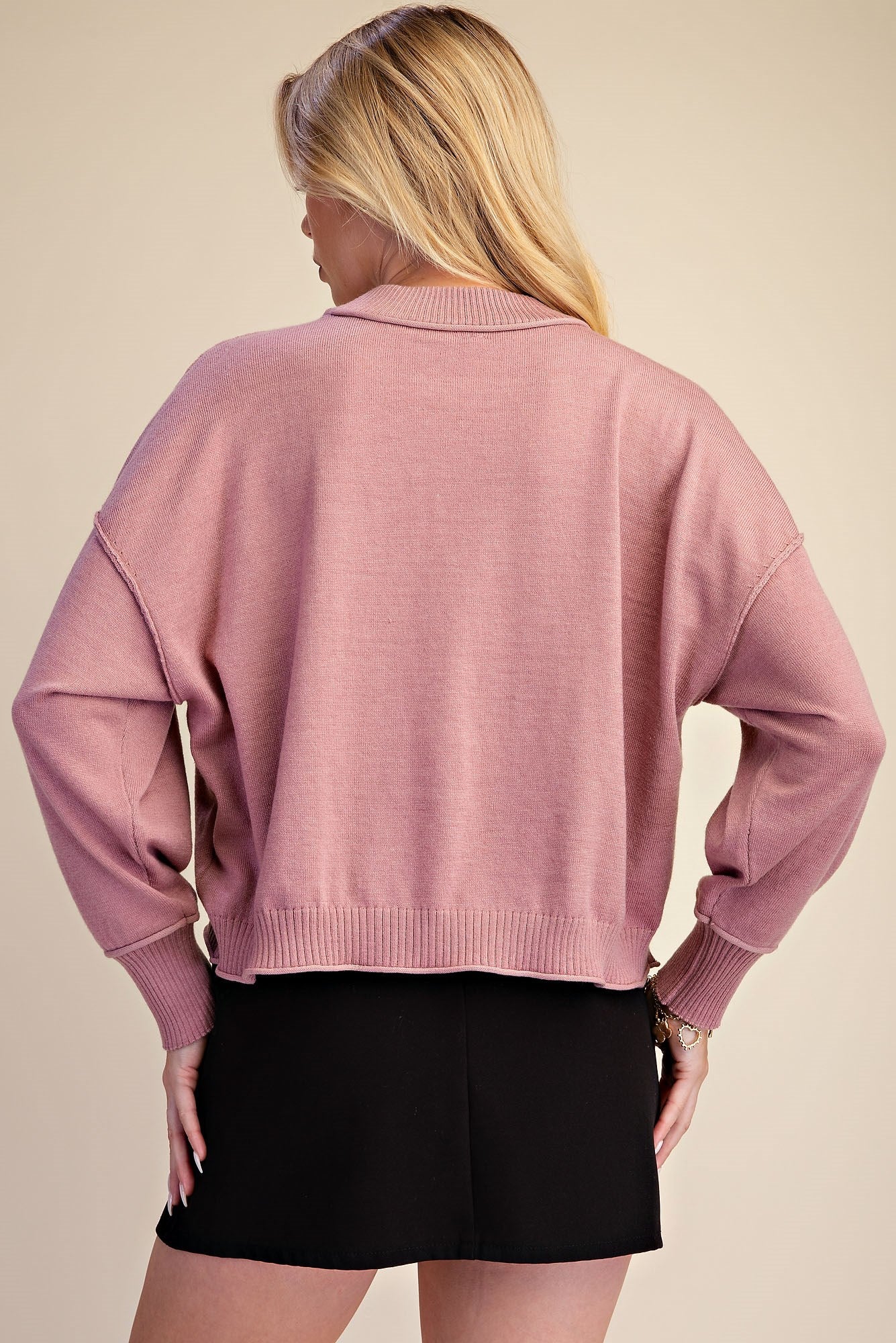 L/S Mockneck Seamed Sweater