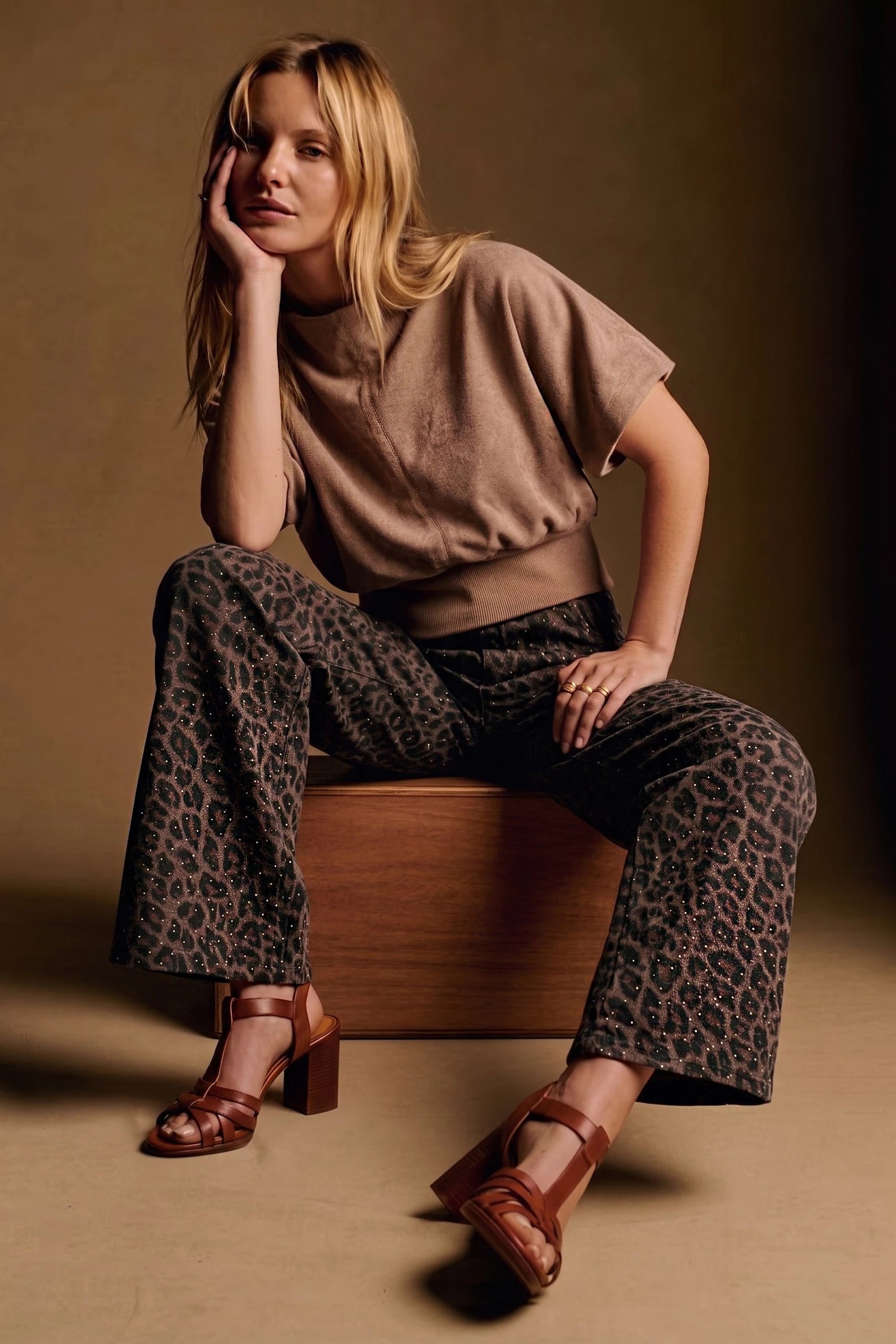 Faux Suede Banded Top