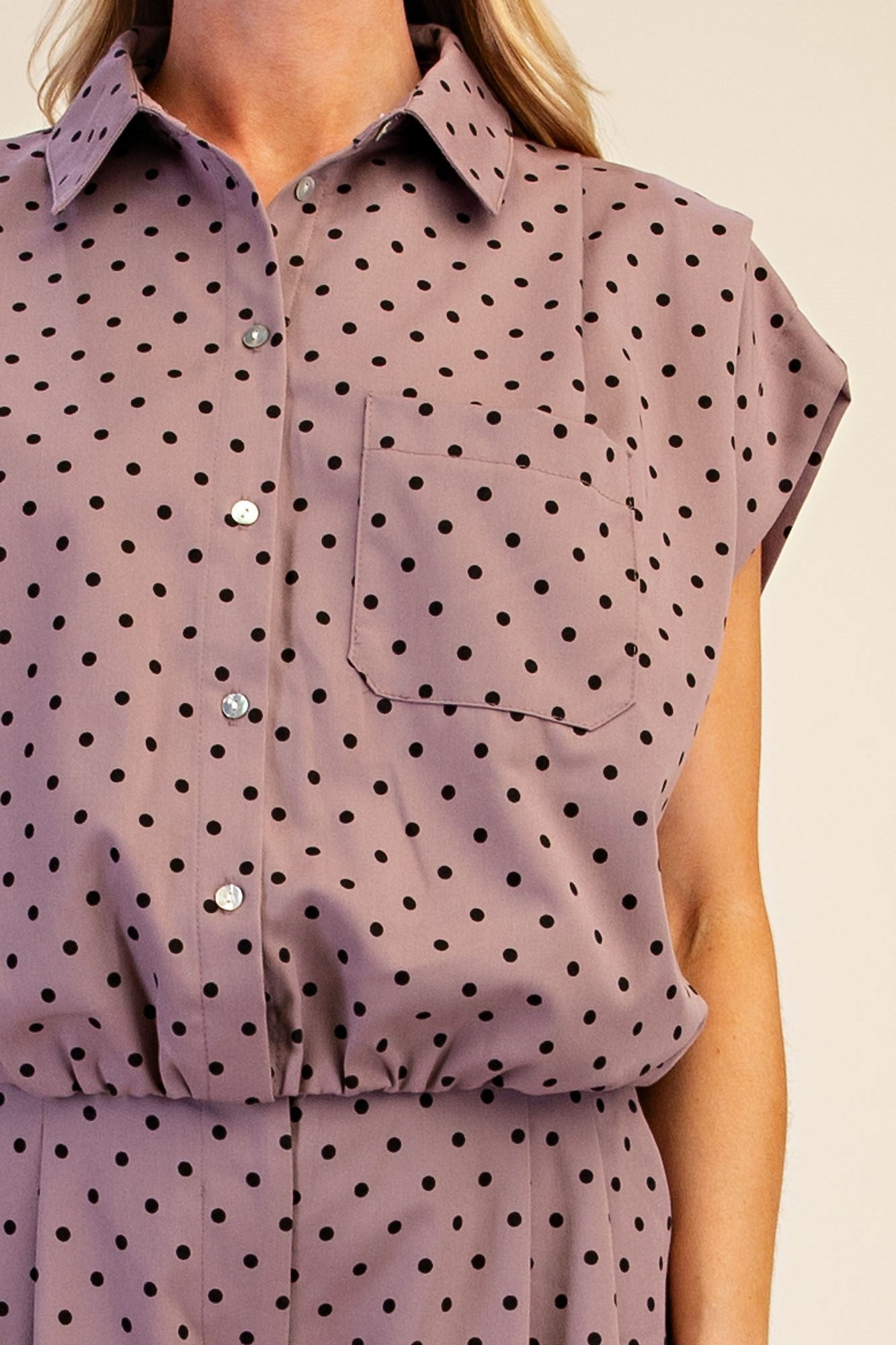 Dotted Button Front Top