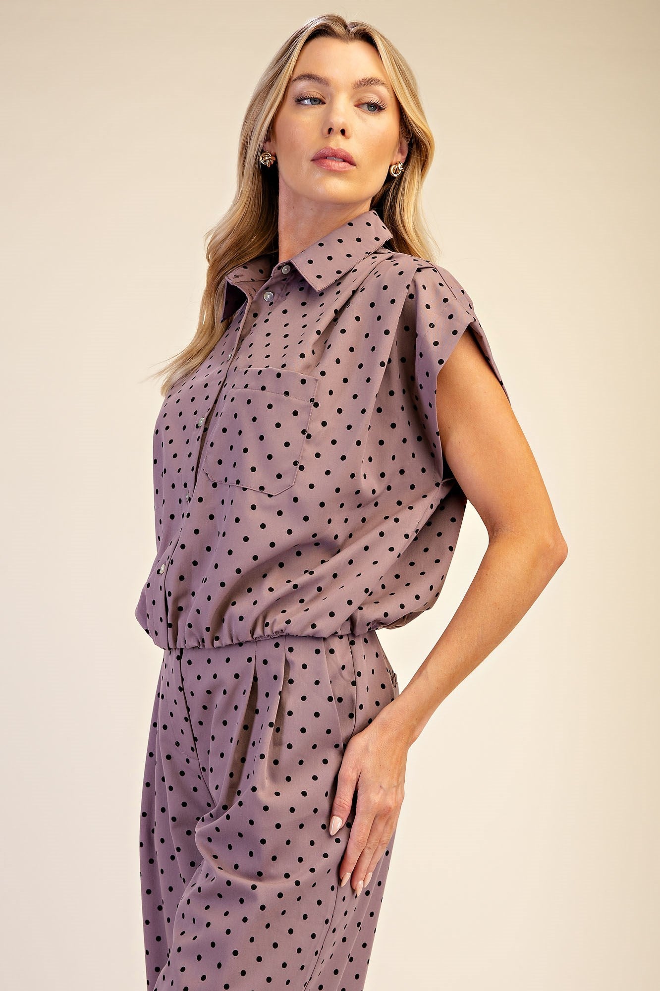 Dotted Button Front Top
