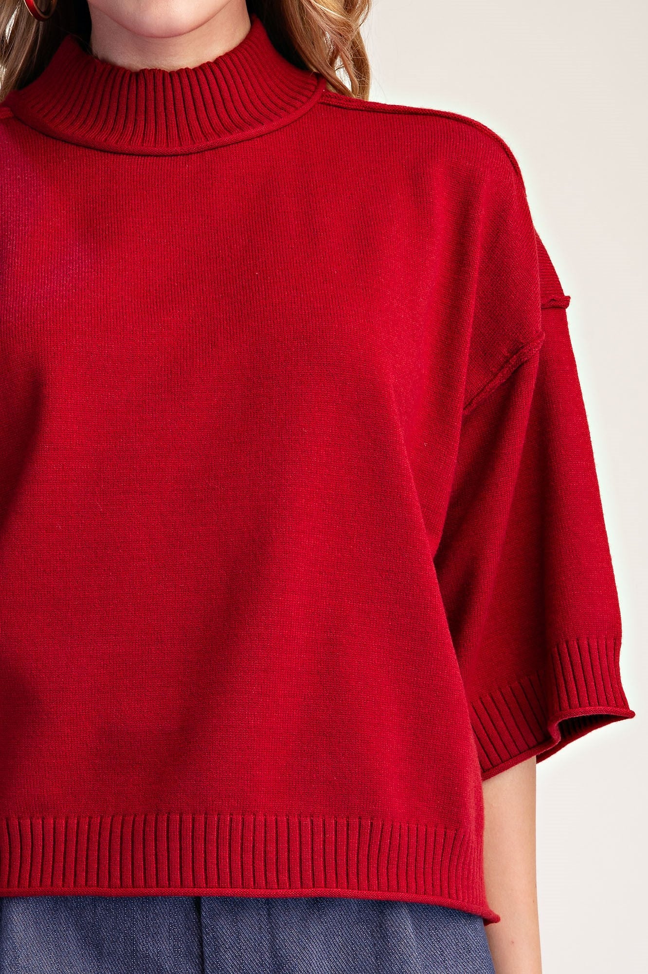 Mockneck 3/4 Sleeve Sweater