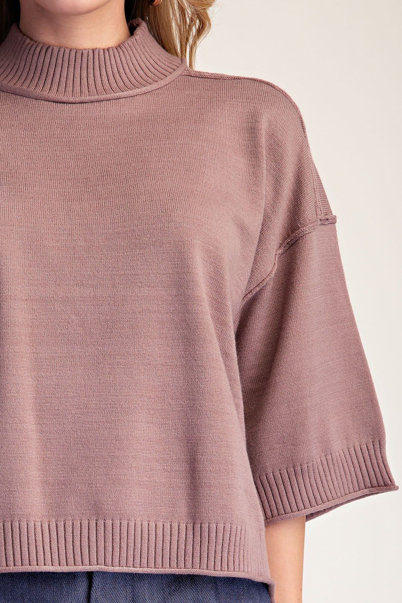 Mockneck 3/4 Sleeve Sweater