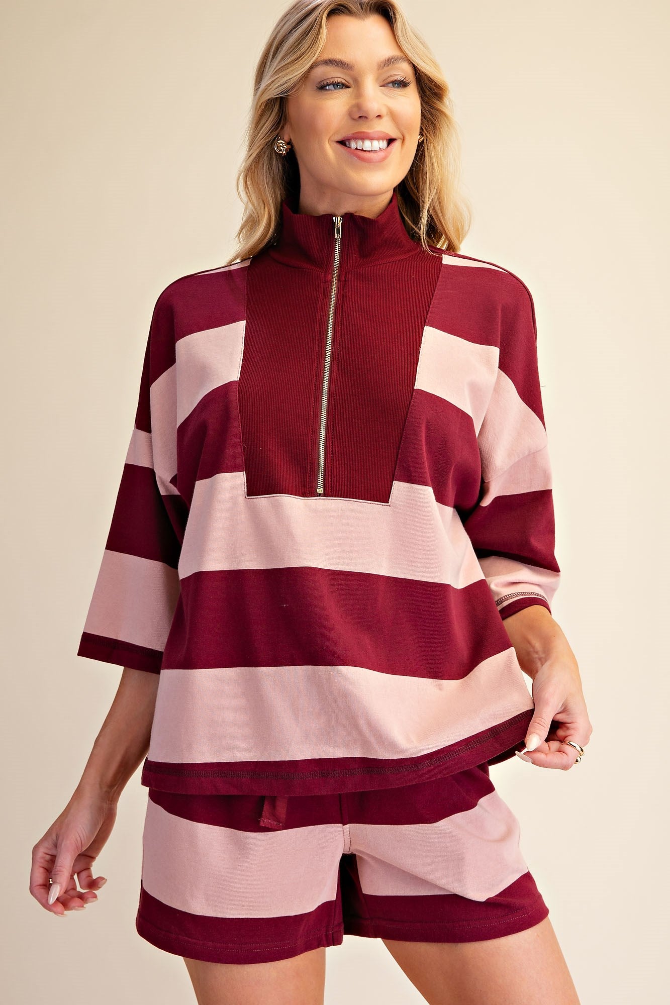 Retro Wide Stripe Mockneck